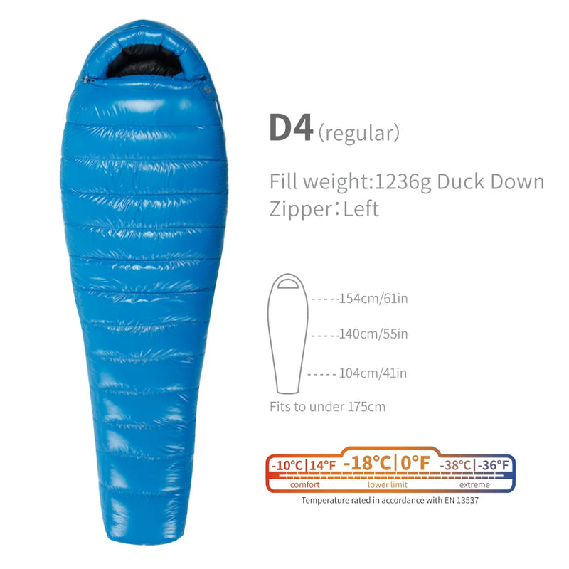 AEGISMAX D4 -18 Degree 650FP Duck Down Sleeping Bag Ultralight Outdoor Camping Hiking Sleeping Bag