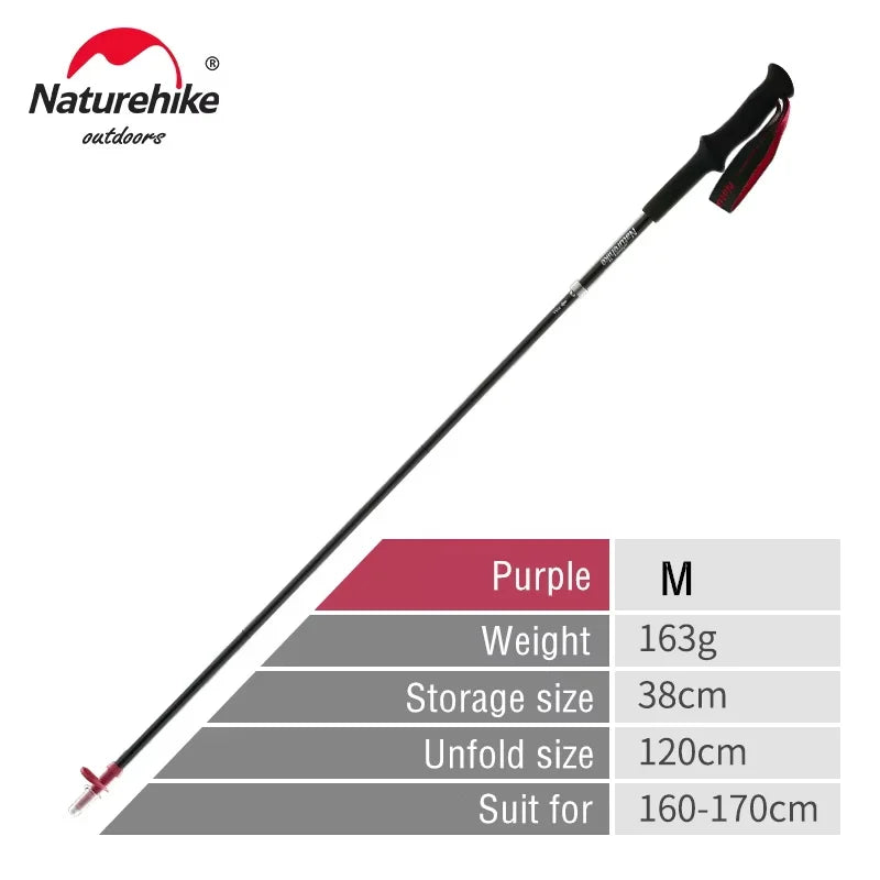 Naturehike ST08 Ultralight Foldable Carbon Trekking Poles – 4-Section Hiking Sticks