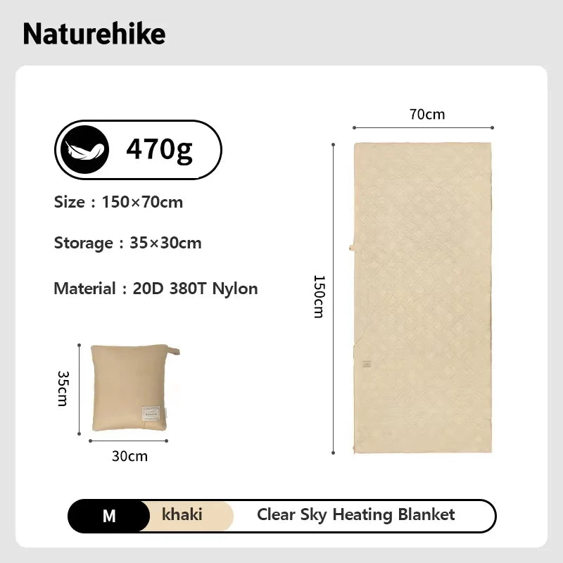 Naturehike Electric Heated Blanket USB Heating Blanket for Winter Camping Thermal Sleeping Bag Liner