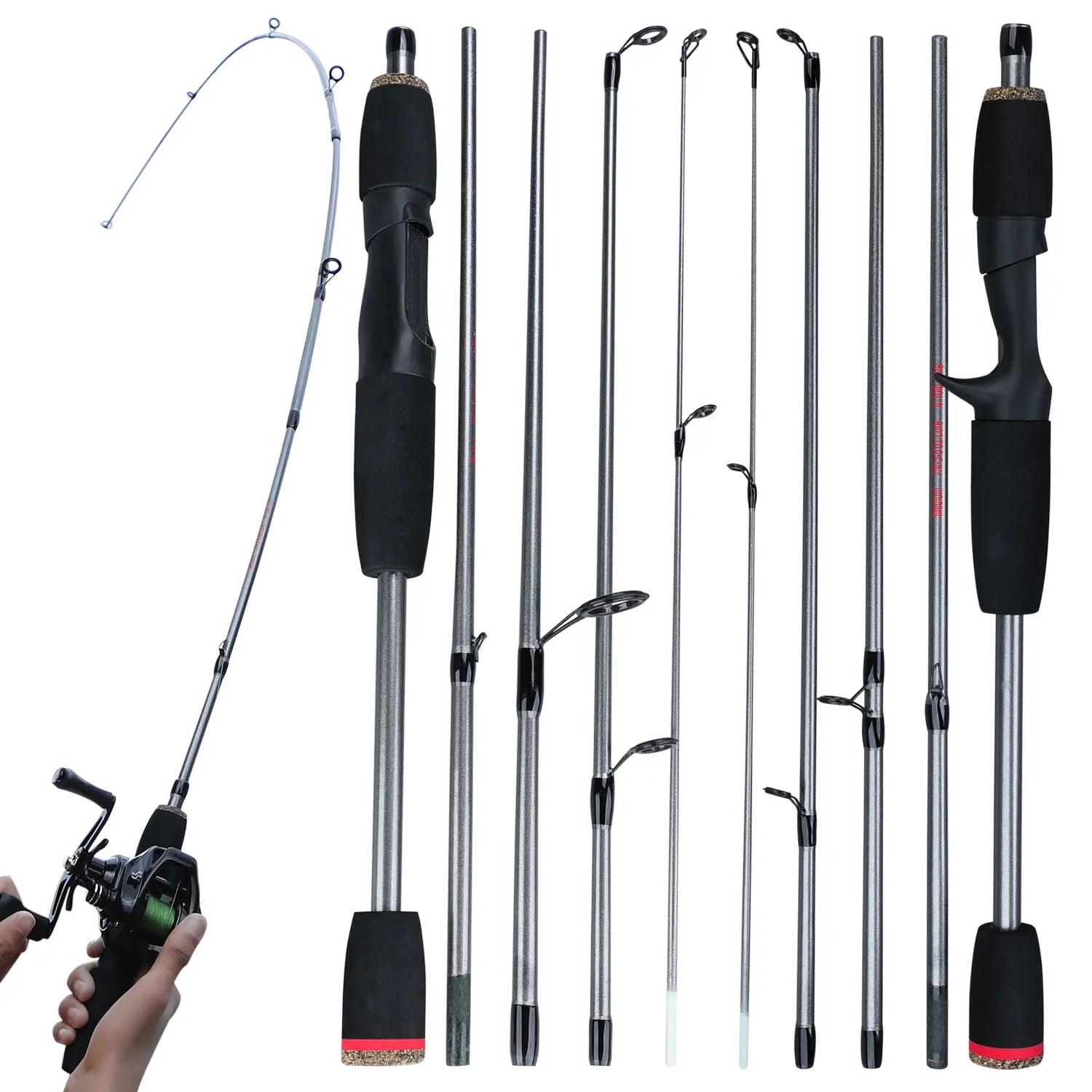Sougayilang 1.7m 5 Section Travel Fishing Rod Spinning Casting Lure Rod