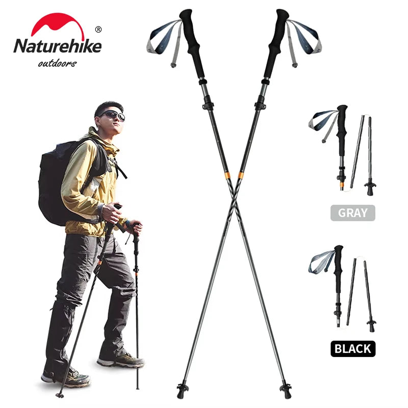 Naturehike Long Wind Folding Trekking Poles – Carbon Fibre & Aluminium Ultralight Climbing Sticks