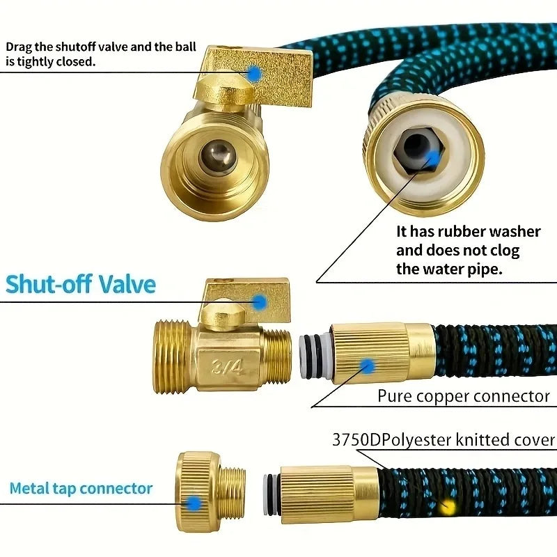 High-Quality Expandable Garden Hose | Flexible Water Hose with US 3/4 Metal Joints