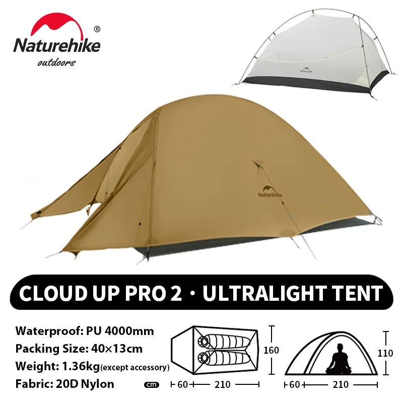 Naturehike Cloud Up 2-Person Ultralight Camping Tent – Waterproof & Durable Hiking Tent