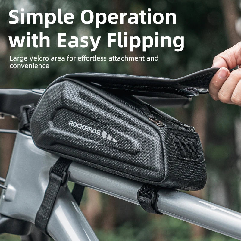 ROCKBROS 1.7L Waterproof Bike Phone Bag Hard Shell Touchscreen Top Tube Cycling Case