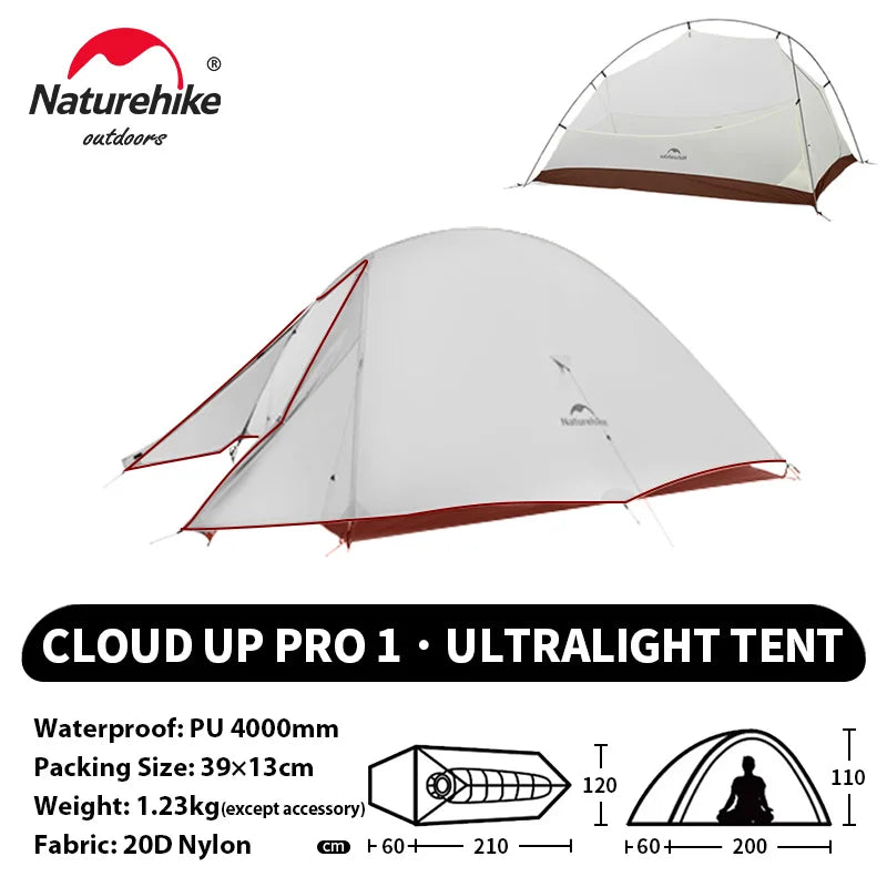 Cloud Up 1 Ultralight Waterproof Trekking Tent for Solo Camping, Hiking & Bikepacking (NATUREHIKE)