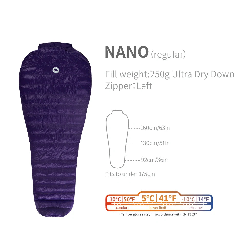 Nano Sleeping Bag Camping Summer Ultralight Goose Down Quilt Waterproof Outdoor Hiking Sleep Gear