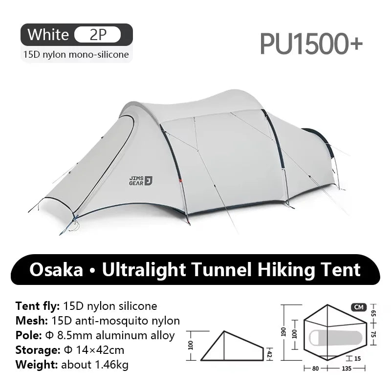 Osaka Tunnel Ultralight Camping Tent for 1–2 People – Waterproof Four-Season Shelter (NATUREHIKE)