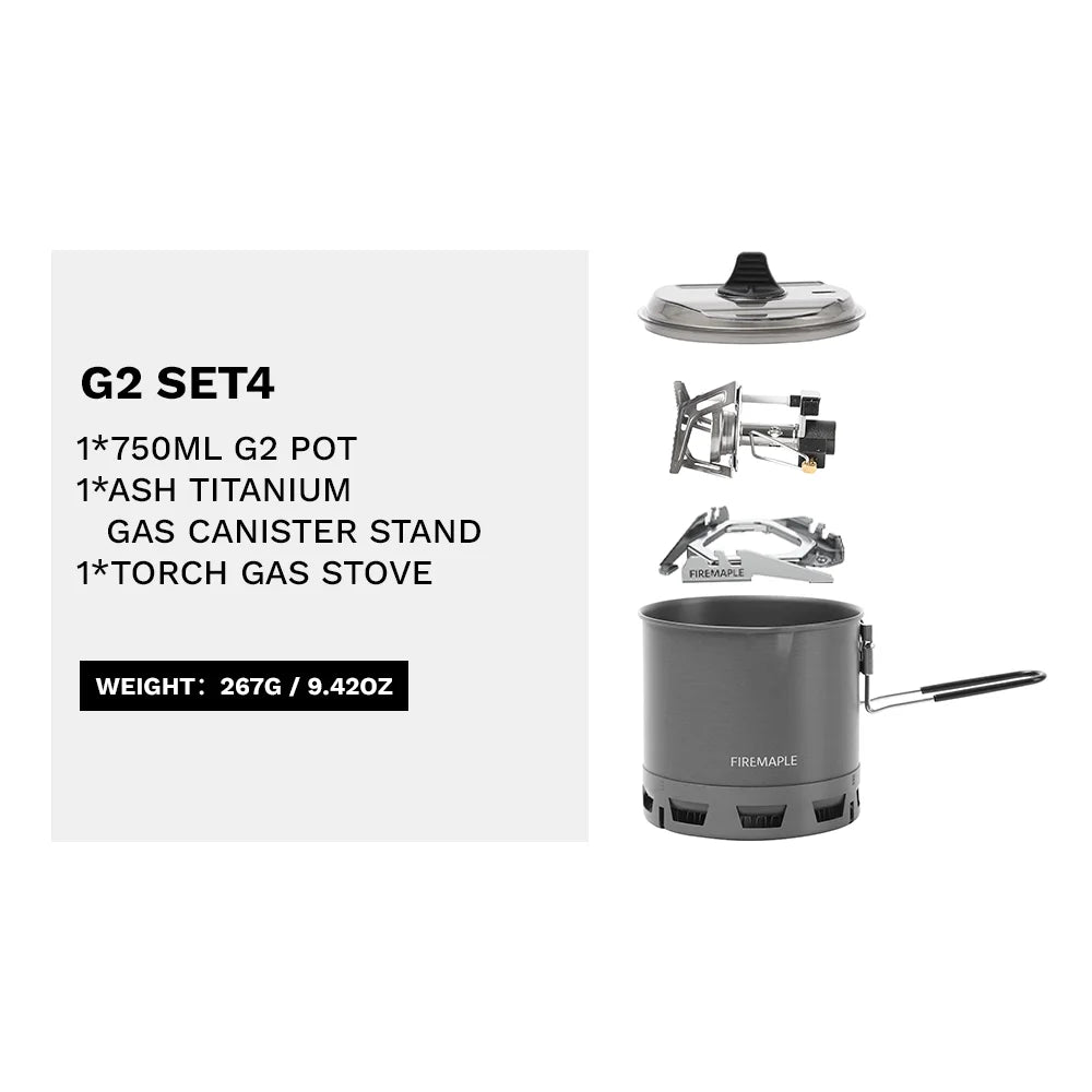 Petrel G2/G3 Ultralight Cooking System with Pot & Gas Stove for Camping & Hiking