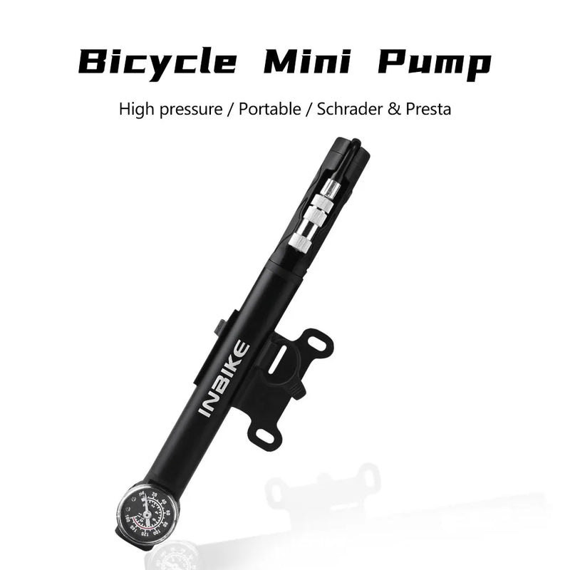 Bicycle Tire Pump Portable Mini Hand Air Sport Plus Gauge Frame Pump - Bike Accessories