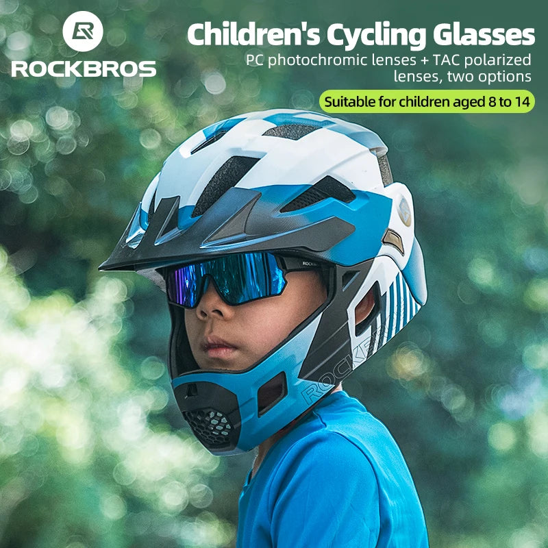 ROCKBROS Kids Photochromic Polarised Cycling Sunglasses UV400 Lightweight Bike Glasses