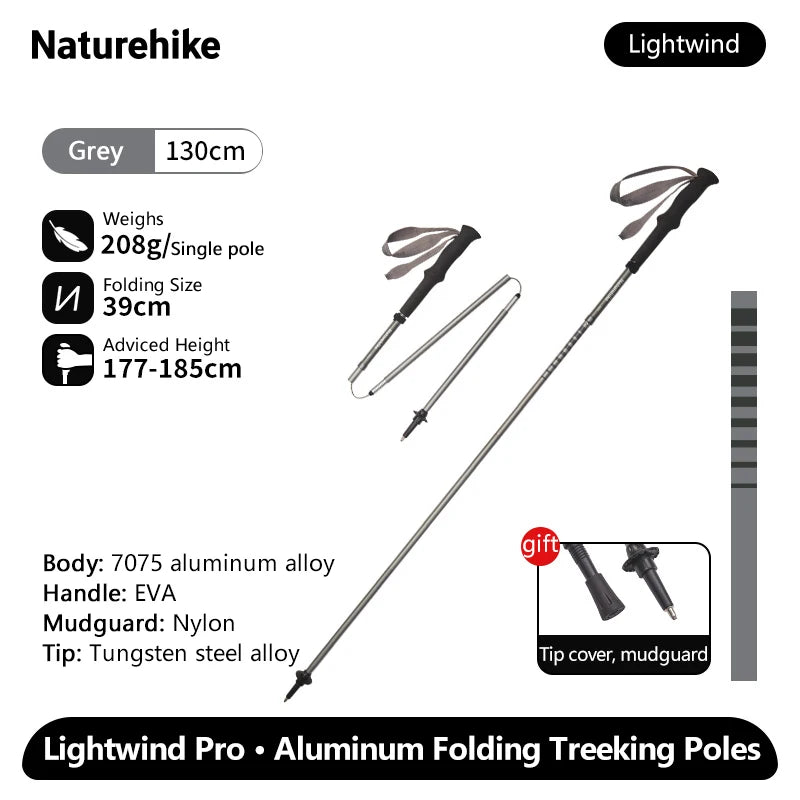 Naturehike Lightwind Pro Folding Trekking Poles 35–130cm Ultralight Aluminium Walking Stick