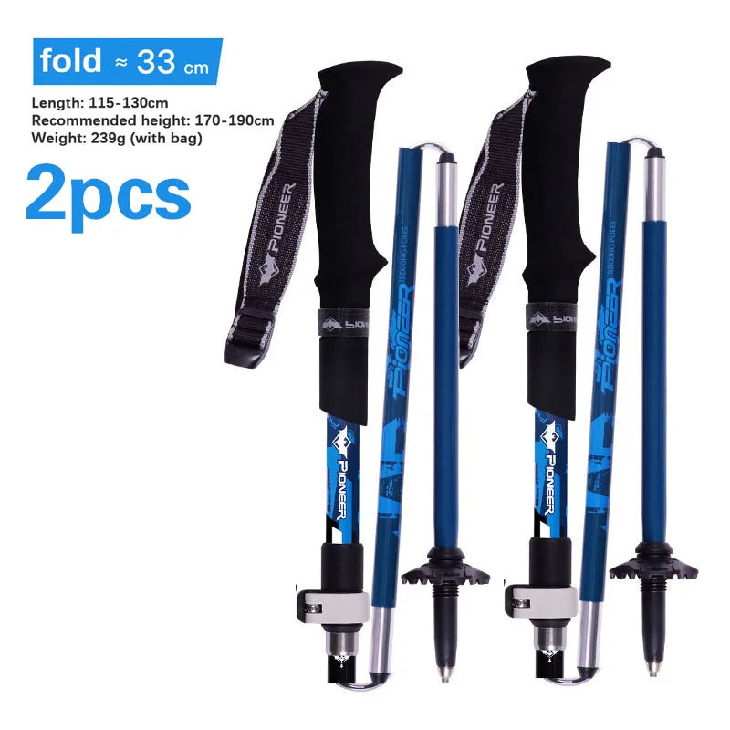 PIONEER Folding Hiking Walking Stick Lightweight Carbon Fibre & Aluminium 5-Part