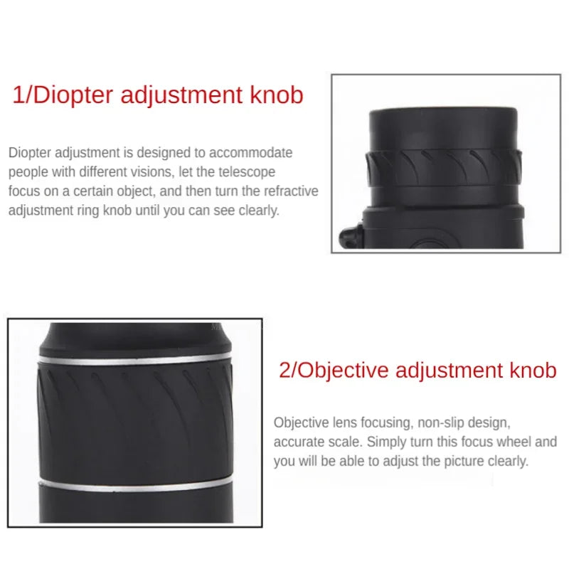 16X52 Monocular Telescope with Dual Focus, High Definition Optics for Outdoor, Camping & Hunting