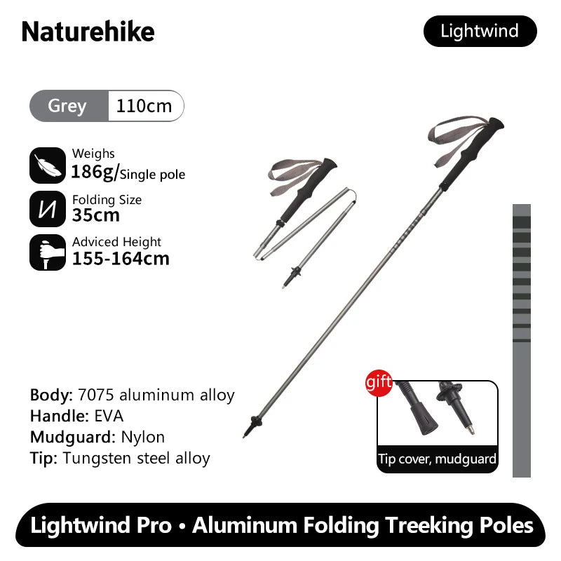Naturehike Lightwind Pro Folding Trekking Poles 35–130cm Ultralight Aluminium Walking Stick