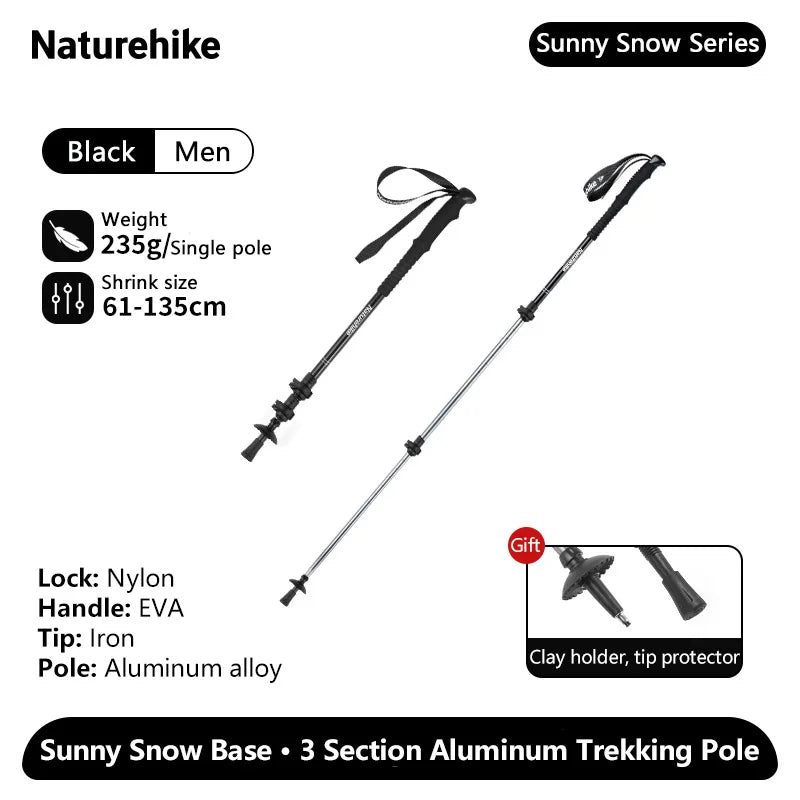 Naturehike Sunny Snow Base Walking Sticks – Ultralight Aluminium Trekking Poles for All Ages