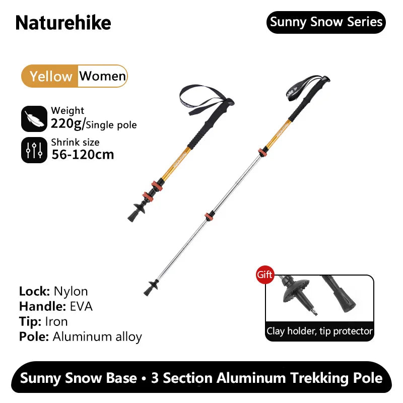 Naturehike Sunny Snow Base Walking Sticks – Ultralight Aluminium Trekking Poles for All Ages