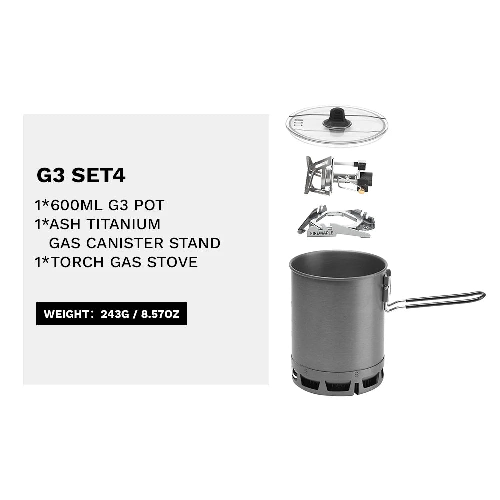 Petrel G2/G3 Ultralight Cooking System with Pot & Gas Stove for Camping & Hiking