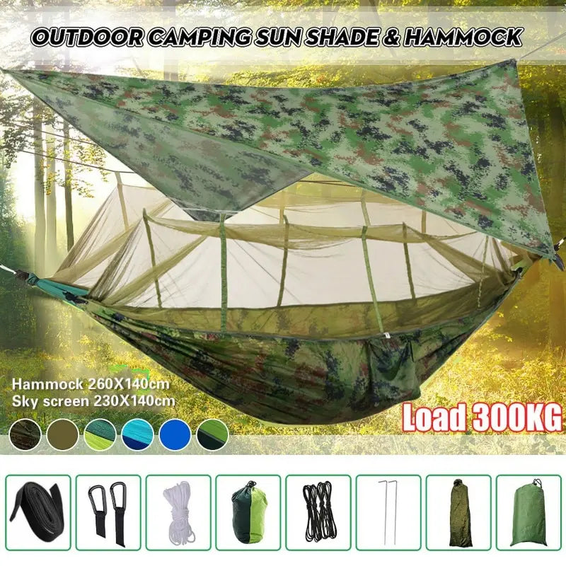 Tent Awning Rain Fly Tarp Waterproof Mosquito Net Hammock Canopy 210T Nylon Lightweight Hammocks