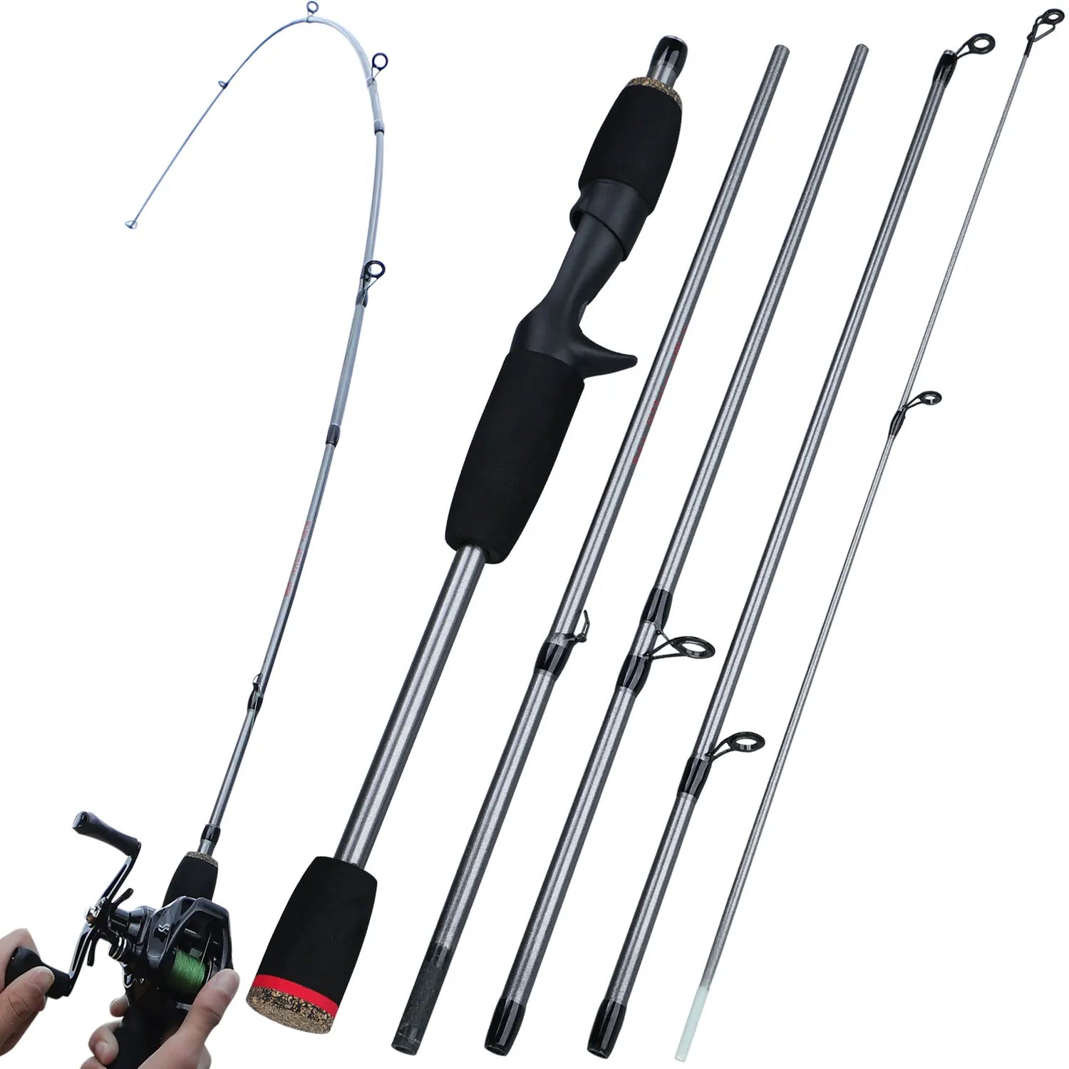 Sougayilang 1.8M 5 Section Travel Fishing Rod Spinning Casting Lightweight Lure Rod