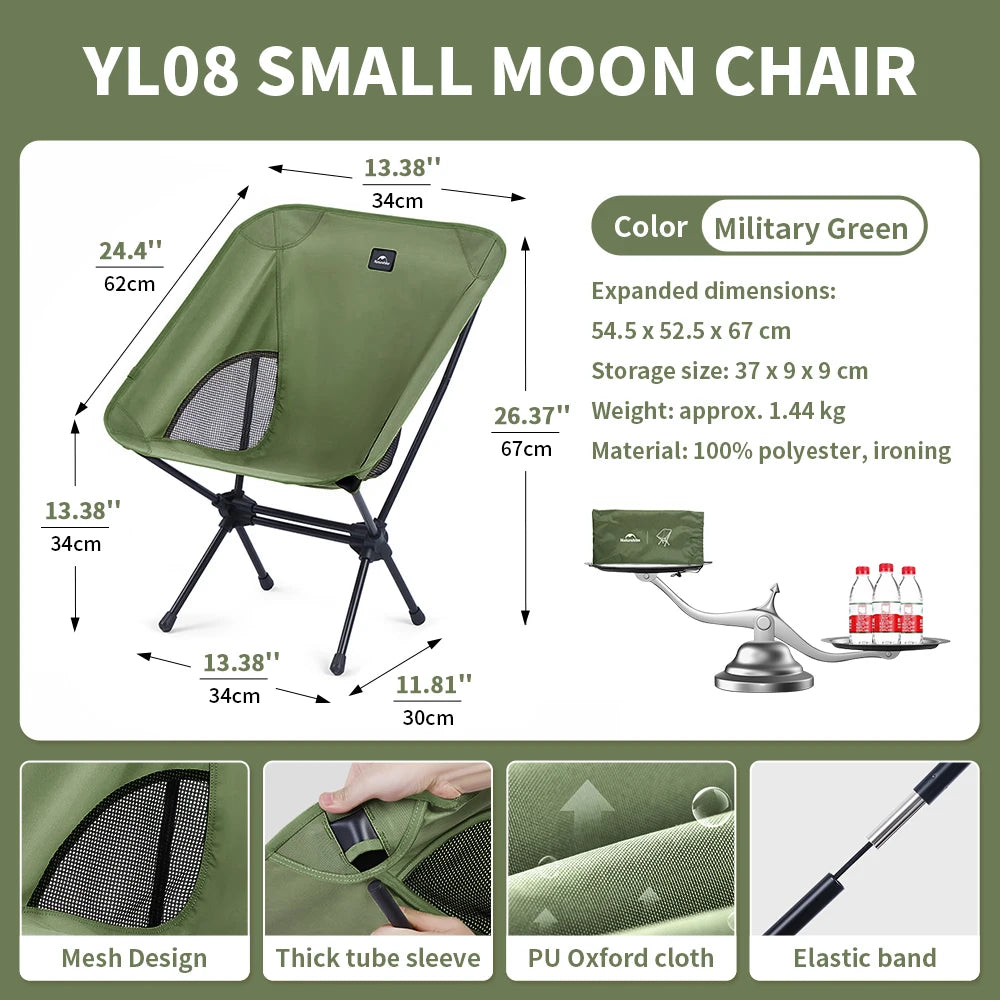 YL08 Moon Chair Portable Folding Outdoor Camping Seat Hiking Fishing Breathable 150KG Capacity