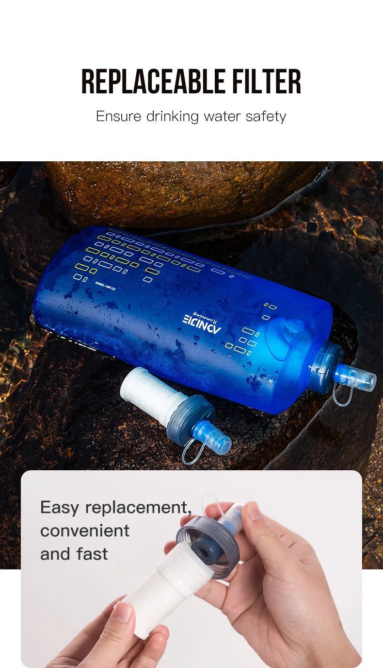 AONIJIE SD29 1000ml 2000ml Filtered Soft Bottle with Hydration Filter for Running Hiking Camping