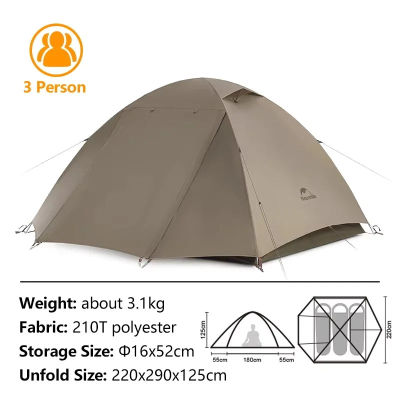 Cloud River 2–3 Person Ultralight UPF50+ Trekking Tent for Camping & Hiking (NATUREHIKE)
