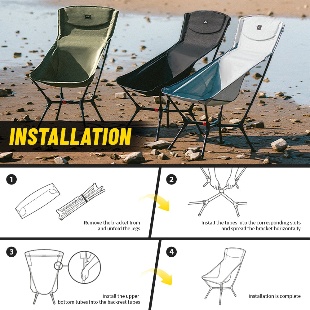 YL01 High Back Ultralight Portable Folding Camping Chair Outdoor Relax Fishing Moon Seat