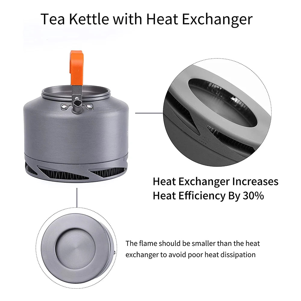 FMC-XT2 Camping Kettle with Heat Exchanger for Hiking, Tea & Coffee 0.8L / 1.3L