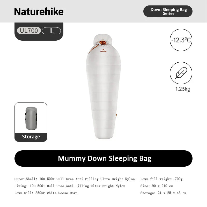 Mummy Goose Down Ultralight Sleeping Bag Winter Cold Weather Hiking Camping Portable Sack