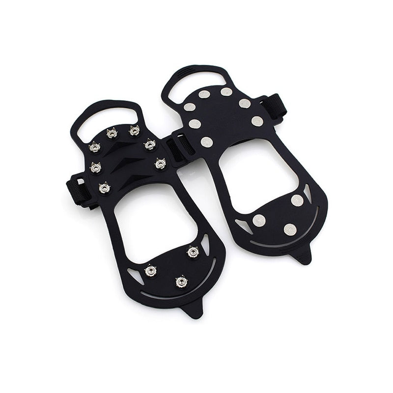 Outdoor Ice Floes Gripper 10 Nails Snow Crampons Strap Climbing Cleats Spikes Non Slip Boots