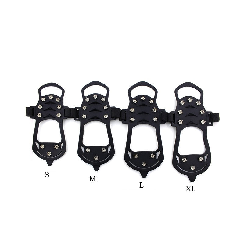 Outdoor Ice Floes Gripper 10 Nails Snow Crampons Strap Climbing Cleats Spikes Non Slip Boots