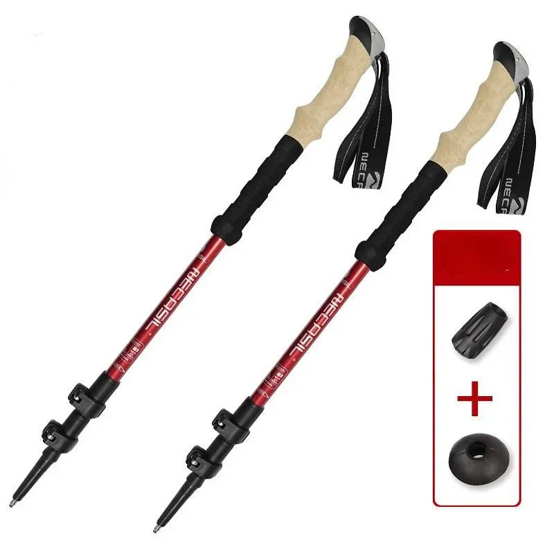 2PCS Telescopic Trekking Poles – Ultralight Adjustable Aluminum Walking Sticks with Quick Lock