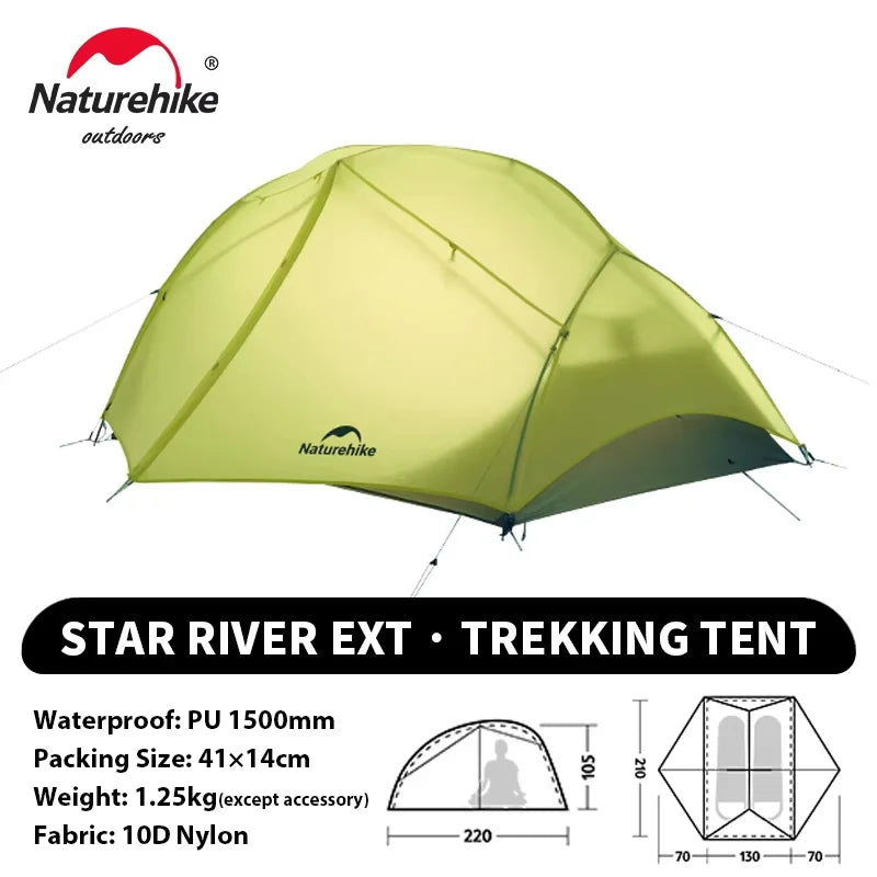 Star River EXT 2-Person Ultralight Hiking Tent – Lightweight Waterproof Shelter (NATUREHIKE)