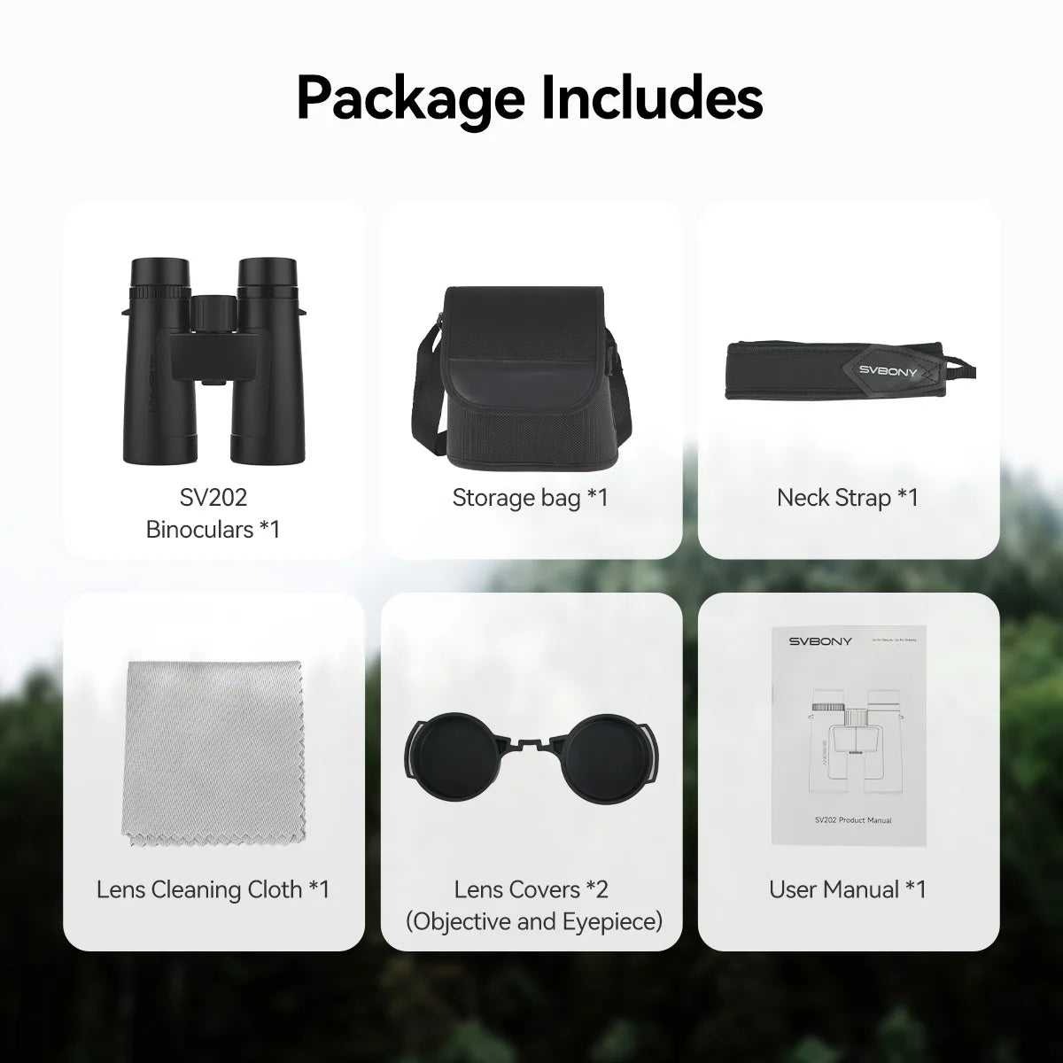 SVBONY SV202 ED Binoculars – 8x32 / 8x42 / 10x42 FMC BAK4 Prism Waterproof Fogproof Optics