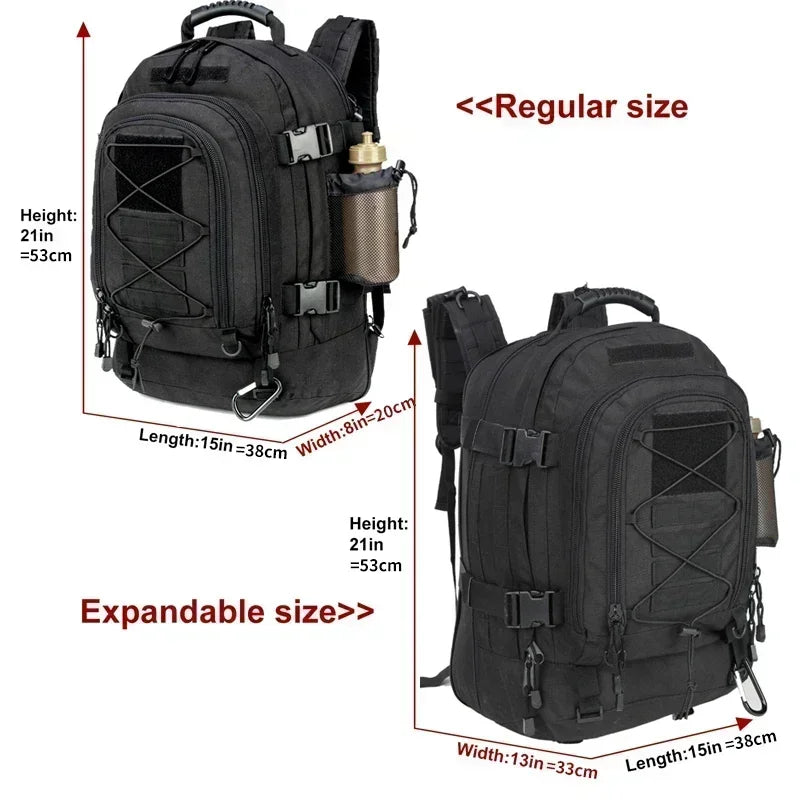 Extra Large 60L Tactical Pack – Water-Resistant Outdoor Rucksack for Hiking, Travel & Laptop Gear