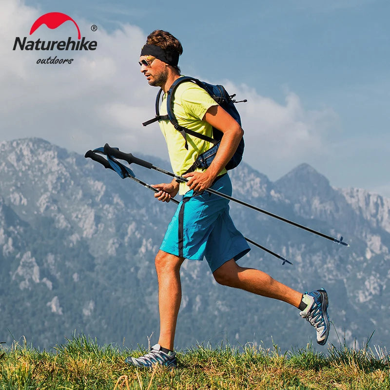 Naturehike ST08 Ultralight Foldable Carbon Trekking Poles – 4-Section Hiking Sticks