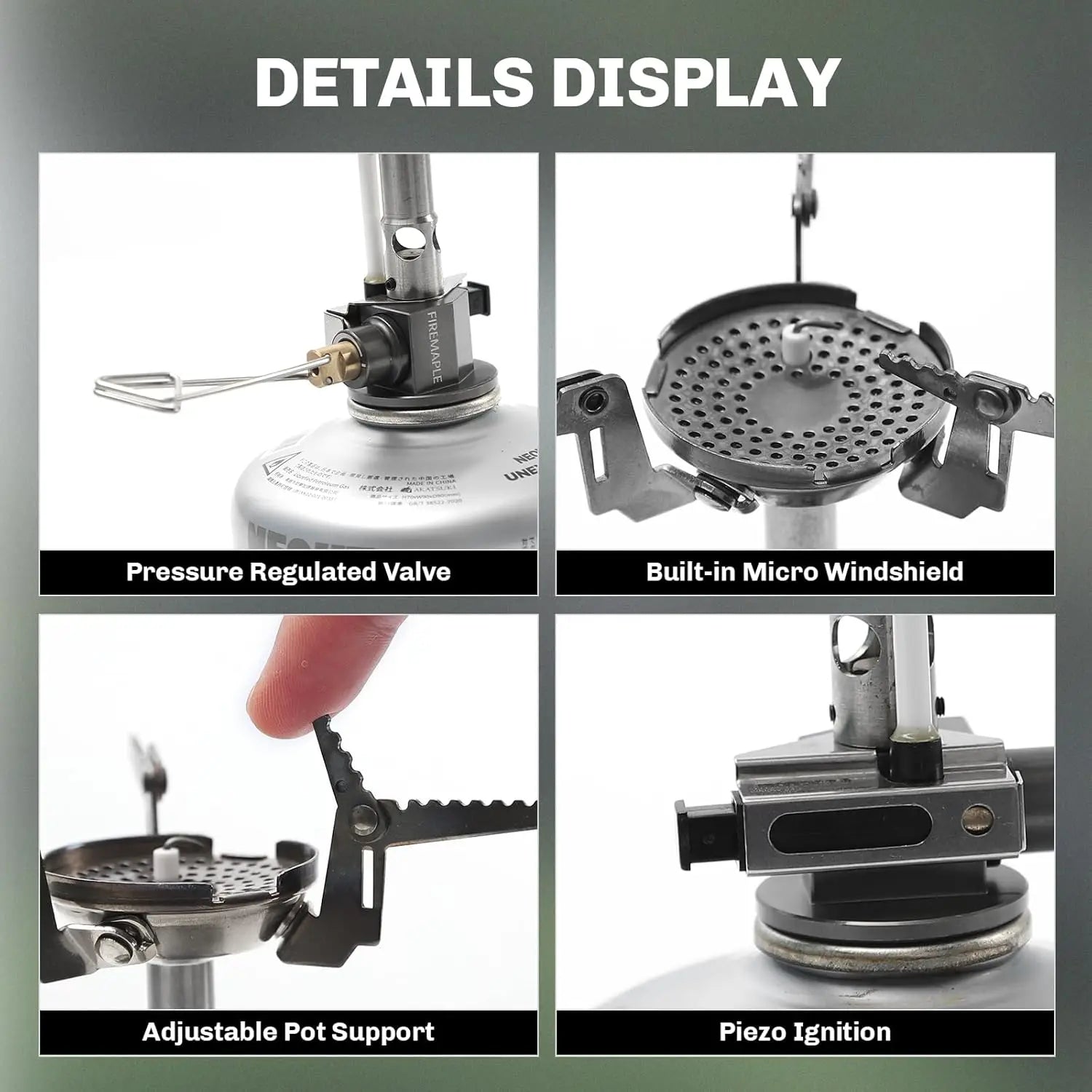GreenPeak Ⅱ Pressure-Regulator Gas Stove with Piezo Ignition for Camping & Hiking