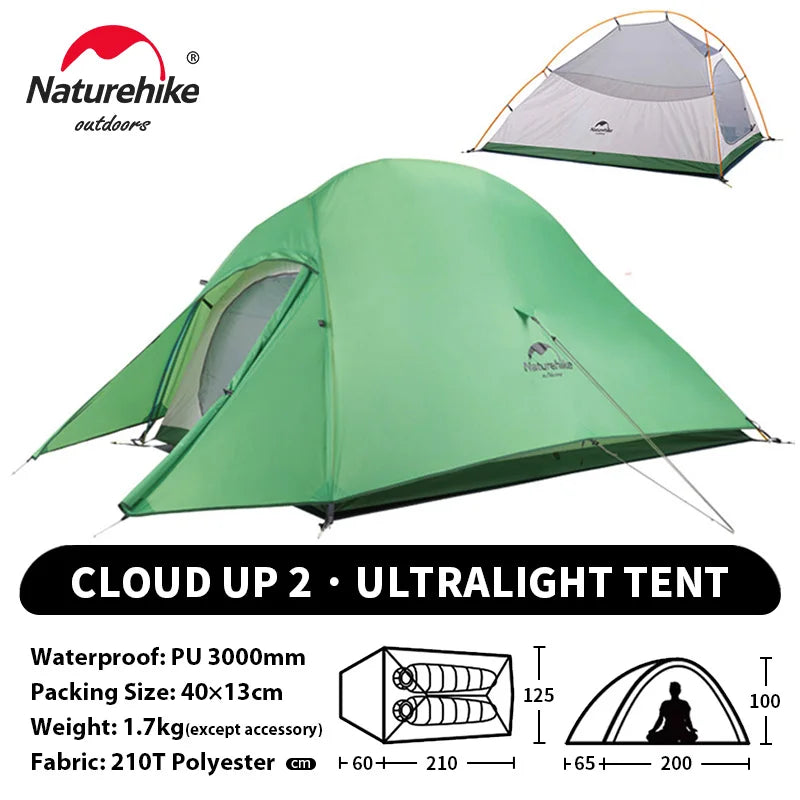 Naturehike Cloud Up 2-Person Ultralight Camping Tent – Waterproof & Durable Hiking Tent