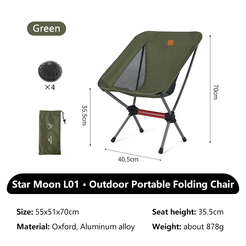L01 L02 Ultralight Portable Moon Camping Chair Folding Outdoor Fishing Picnic Beach Seat