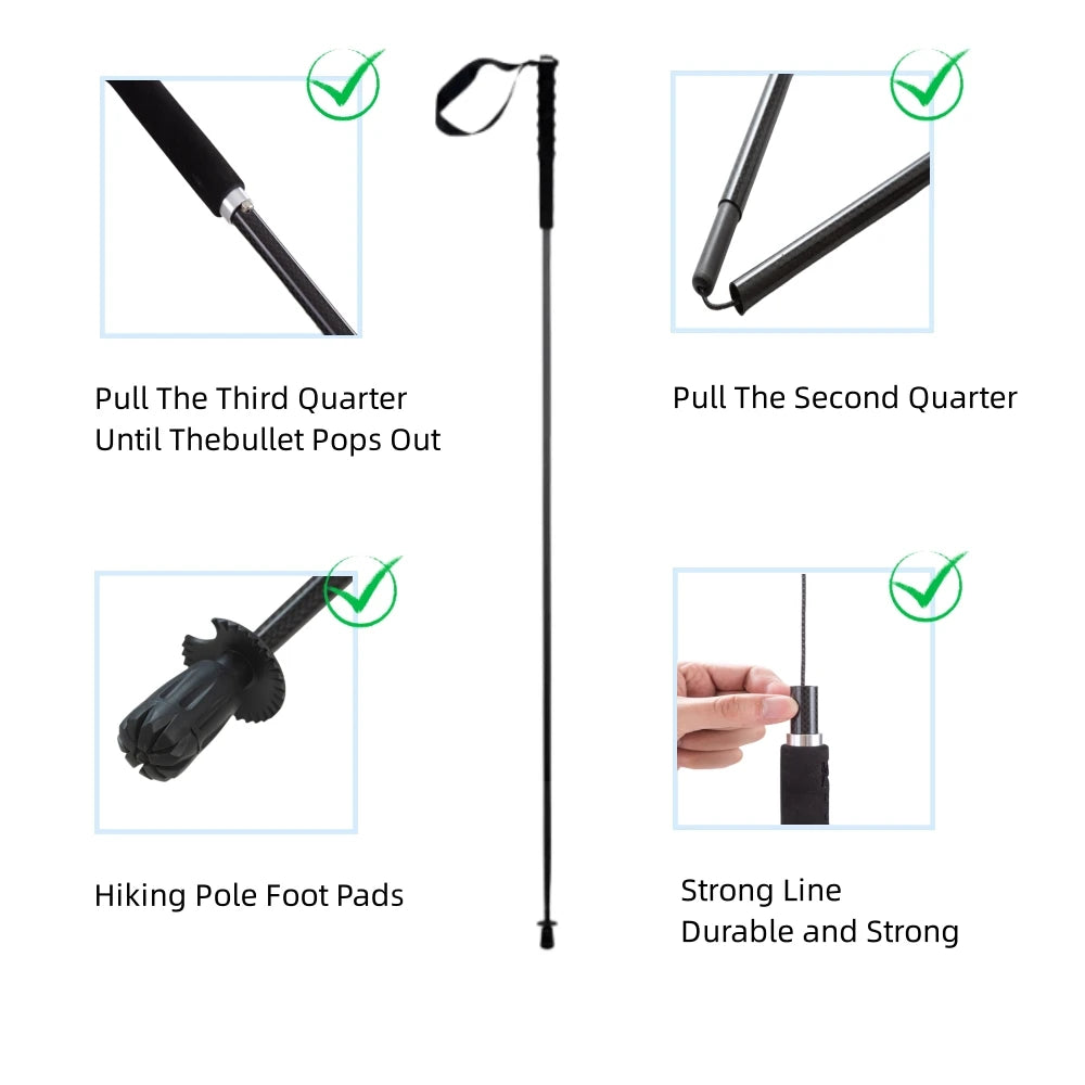 Ultra-Lightweight Foldable Carbon Fiber Trekking Poles – Hiking Sticks for Mountain Climbing/Walking