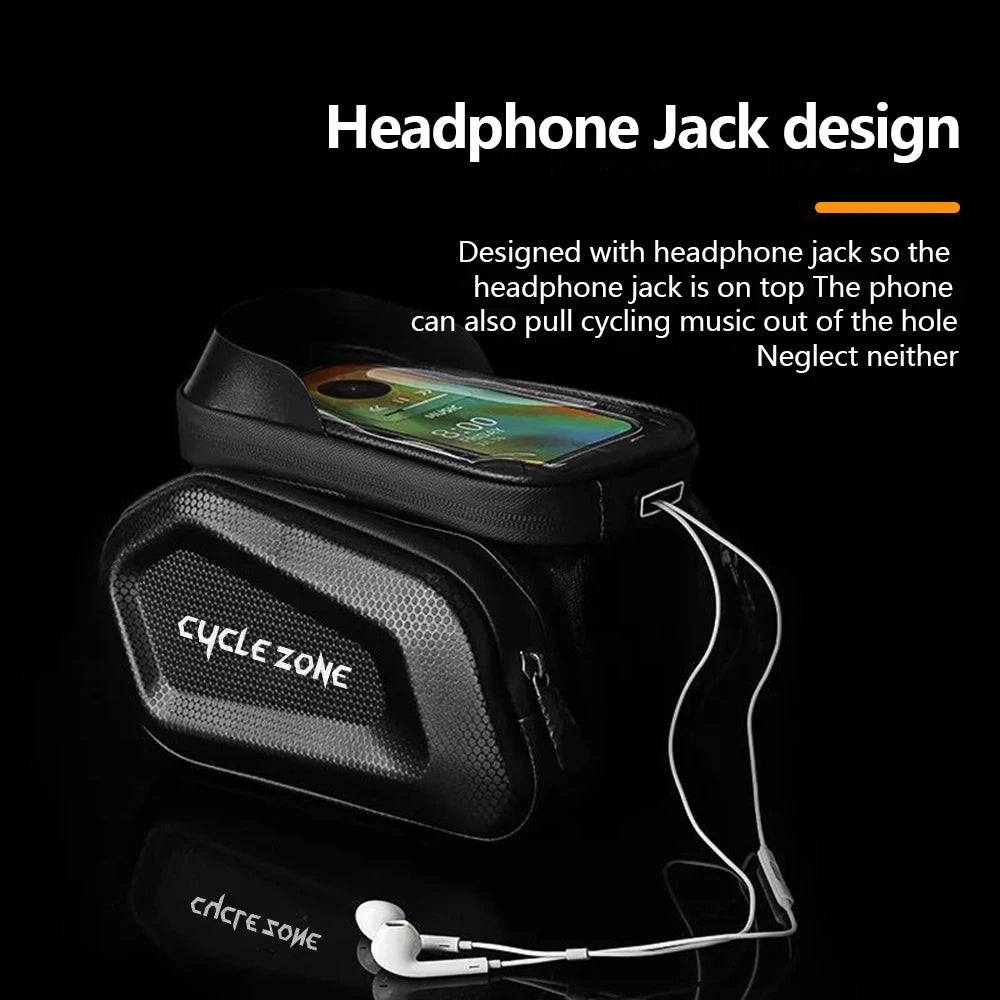 CYCLE ZONE Touchscreen Bicycle Phone Bag Large Capacity Top Tube Frame Cycling Case