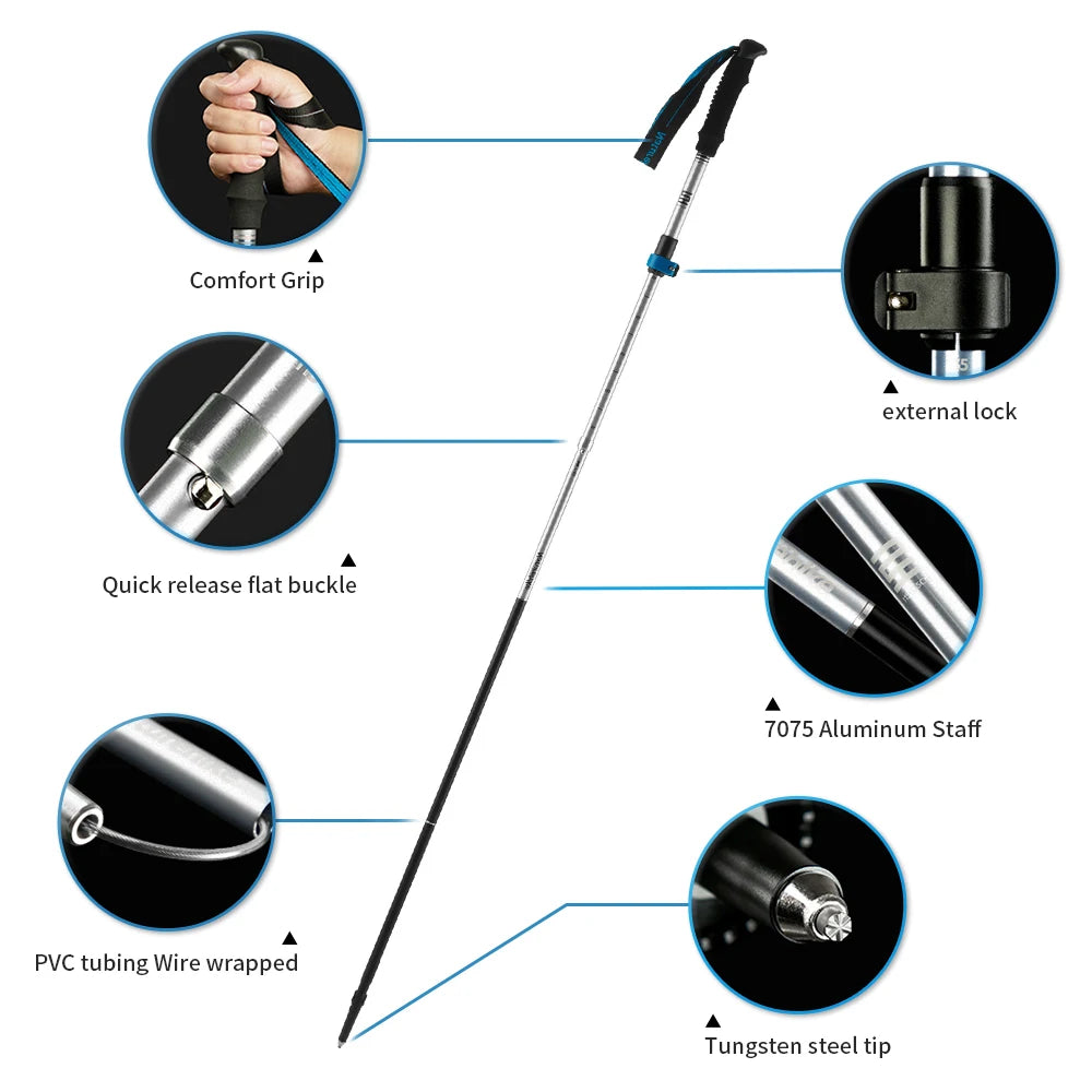 Naturehike Ultralight Folding Trekking Pole – Portable Aluminum Telescopic Walking Stick