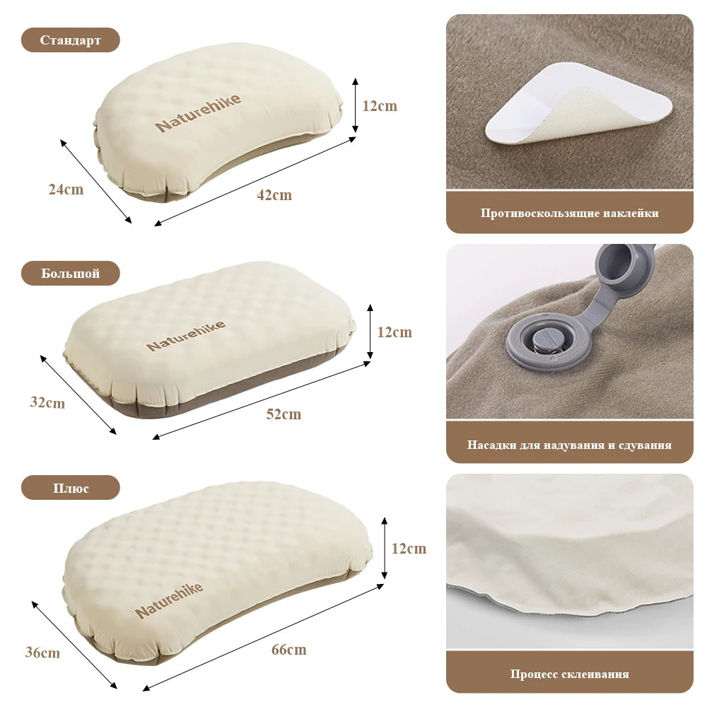 Naturehike Feather Bone 2-in-1 Foam Inflatable Pillow – Waterproof & Adjustable for Camping & Travel