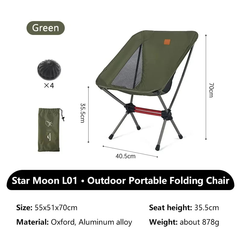 L01 L02 Ultralight Portable Moon Camping Chair Folding Outdoor Fishing Picnic Beach Seat