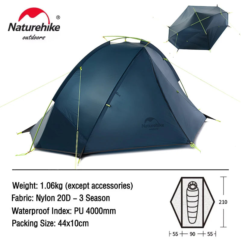Lightweight Backpacking Dome Tent with Footprint – 1–2 Person (Naturehike Tagar Compatible)