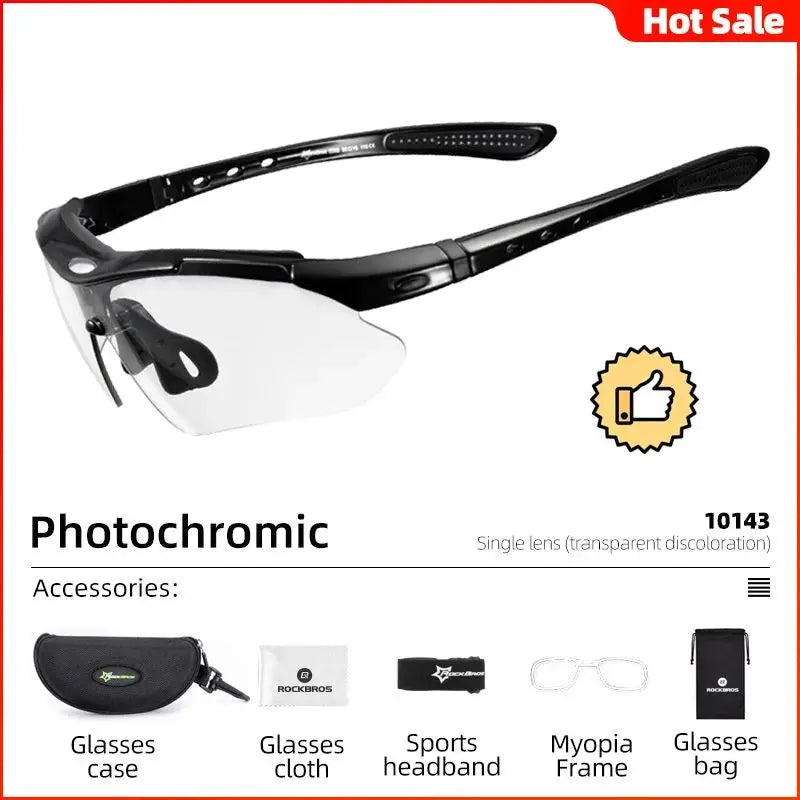 ROCKBROS SP216BL Photochromic UV400 Cycling Glasses – Lightweight Sports Eyewear | ROCKBRO