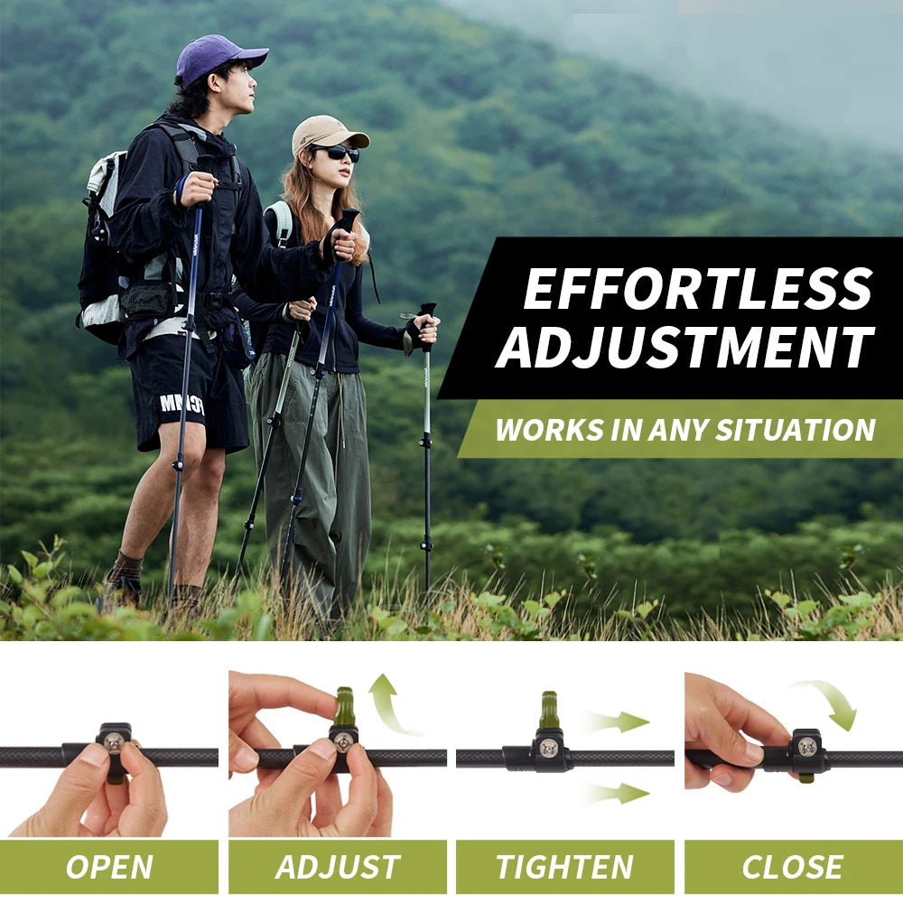 Naturehike EXT1 Carbon Fibre Walking Stick – Ultralight Telescopic Hiking Pole (3-Section)