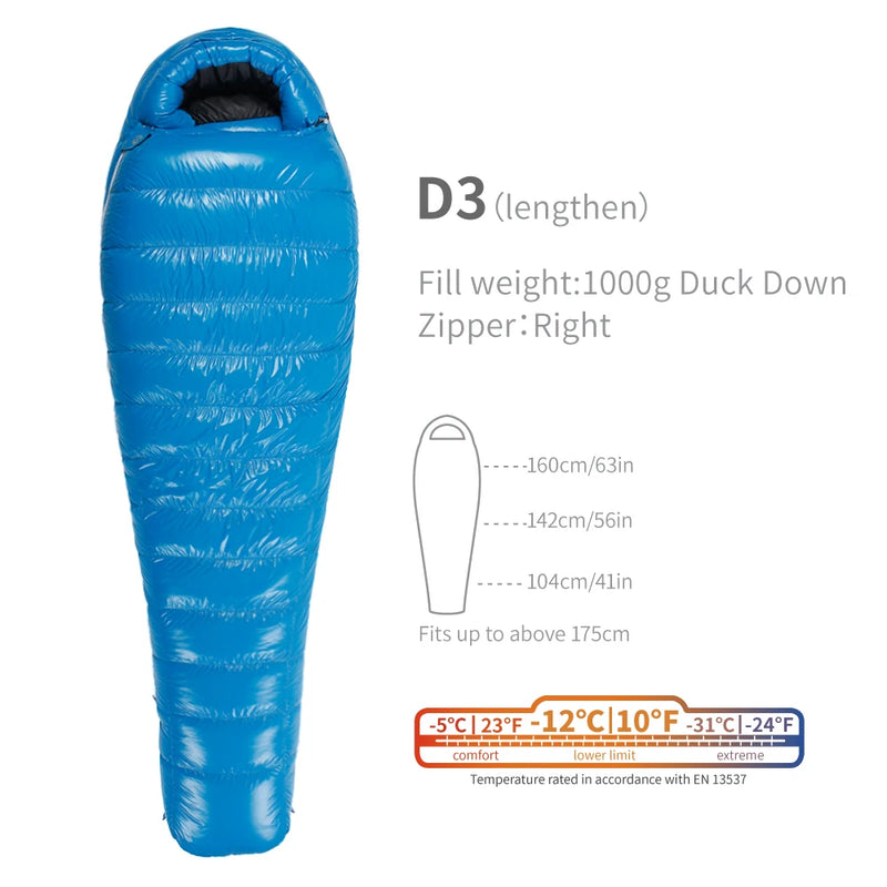 AEGISMAX D3 -12 Degree 650FP Duck Down Sleeping Bag Ultralight Outdoor Camping Hiking Sleeping Bag