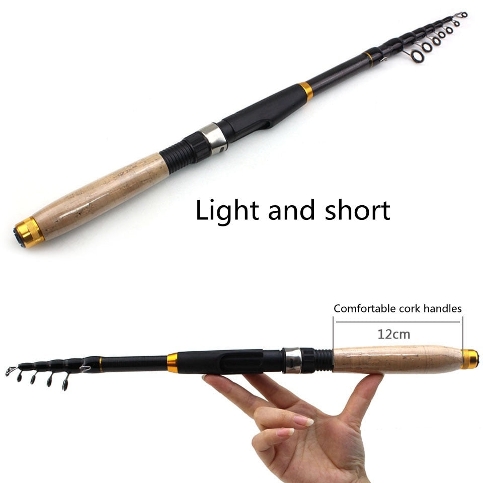 1.8m-3.6m Multifunction telescopic fishing rod Cork handle Carbon Fiber carp Spinning Rod Portable Travel pole fish Tackle