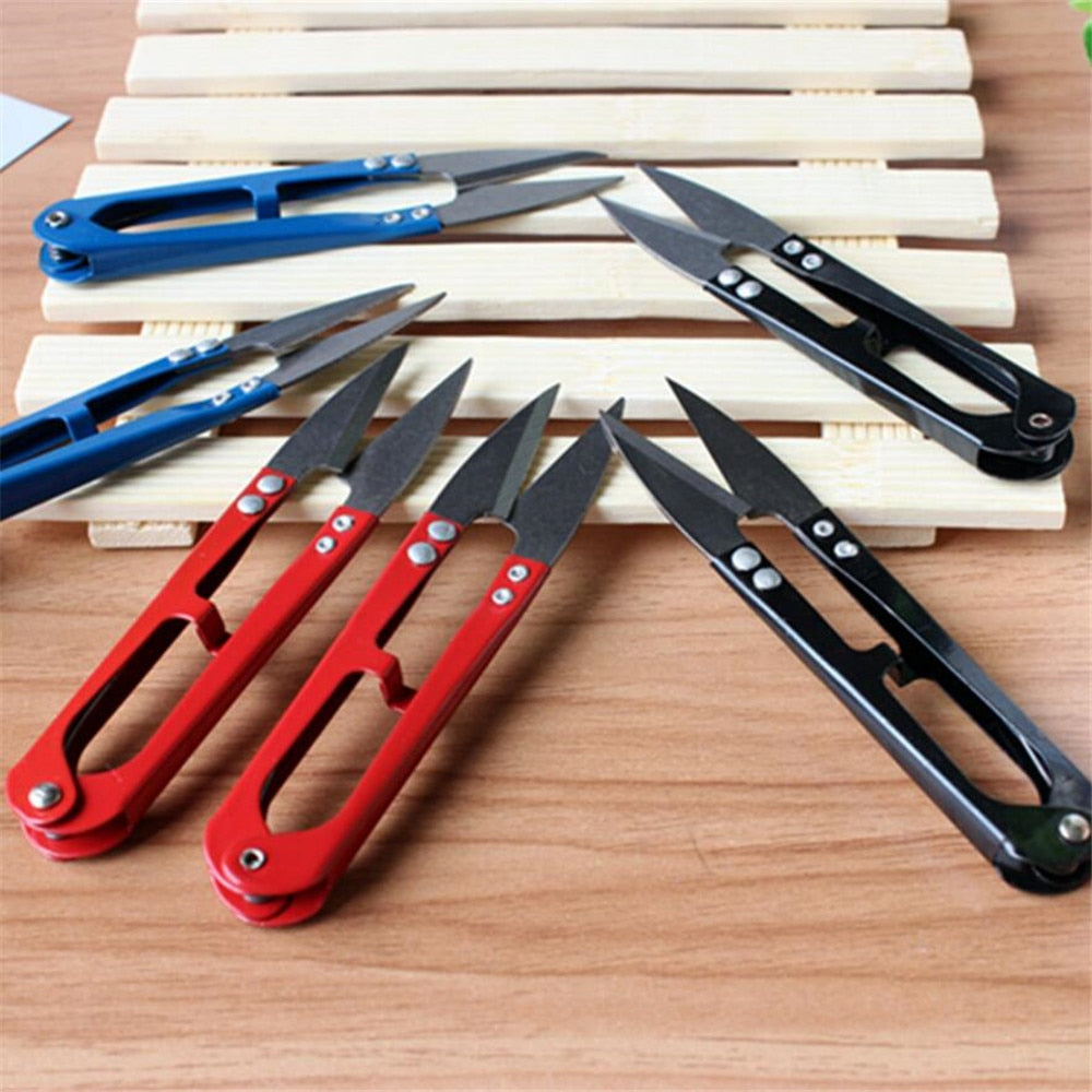 1 Pcs U-shaped Mini Scissors For Fishing Sewing Scissors Nippers Fish Use Scissors Fishing Line Cutter Tools Random Color FA49